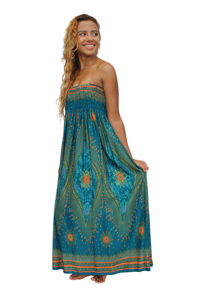 Blue Orchid Peacock Maxi Dress ...